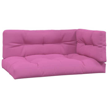 vidaXL Palletkussens 3 st stof  roze