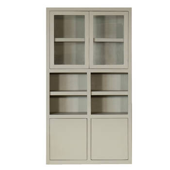 Giga Meubel - Wandkast Beige Mangohout - Glazen Deuren - 120x45x220cm - Xander