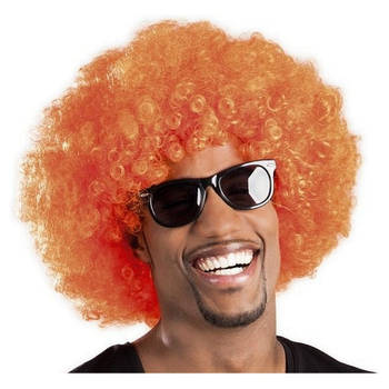 Oranje Pruik Disco / Afro - Feestartikelen - Koningsdag - EK/WK Voetbal