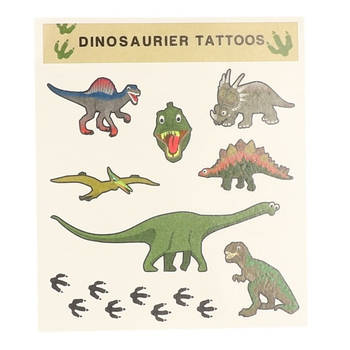 Nep tatoeage stickers dinosaurus 8 stuks - Verkleed tatoeages