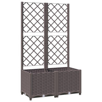 vidaXL Plantenbak met latwerk 80x40x136 cm polypropeen bruin