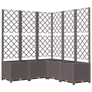 vidaXL Plantenbak met latwerk 120x120x136 cm polypropeen bruin