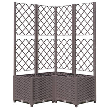 vidaXL Plantenbak met latwerk 80x80x136 cm polypropeen bruin