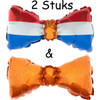 2 x Folie Ballon Vlinderdas - Haarband - Rood Wit Blauw en Oranje - Ek/WK - Koningsdag - 22 x 12 cm