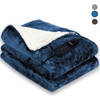 Luvego Elektrische Bovendeken Warmte deken met Fleece/Sherpa l Plaid 180x130 CM l 3.5 Meter Kabel l 160W l Donker Blauw