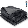 Luvego Elektrische Bovendeken Warmte deken met Fleece/Sherpa l Plaid 180x130 CM l 3.5 Meter Kabel l 160W l Donker Grijs