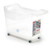 Plasticforte opberg Trolley Container - transparant - op wieltjes - L38 x B18 x H26 cm - kunststof - Opberg trolley