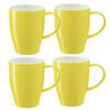 Bellatio Design Koffie mokken/bekers Paris - 4x - porselein - met oor - geel - 350 ml - Bekers