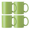 Bellatio Design Koffie mokken/bekers Nantes - 4x - keramiek - met oor - groen - 300 ml - Bekers