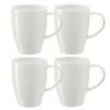 Bellatio Design Koffie mokken/bekers Paris - 4x - porselein - met oor - ivoor wit - 350 ml - Bekers