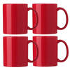 Bellatio Design Koffie mokken/bekers Nantes - 4x - keramiek - met oor - rood - 300 ml - Bekers