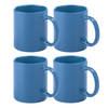 Bellatio Design Koffie mokken/bekers - 4x - keramiek - glans - met oor - lichtblauw - 370 ml - Bekers