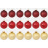 Kerstballen van glas Ø5,7 cm - Rood/Goud- 18 stuks