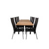 Mexico tuinmeubelset tafel 90x160/240cm en 8 stoel Copacabana zwart, naturel.