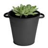 Mega Collections plantenpot/bloempot Farmer - zink - zwart - D26 X H24 cm - IJzeren emmer / teil