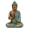 Boeddha beeld Shaman - binnen/buiten - kunststeen - goud/jade - 21 x 31 cm - Beeldjes