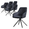 ML-Design eetkamerstoelen draaibaar set van 6, textiel geweven stof, zwart, woonkamerstoel met armleuning/rugleuning,