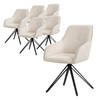 ML-Design eetkamerstoelen draaibaar set van 6, textiel geweven stof, crème, woonkamerstoel met armleuning/rugleuning,