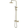 Thermostatische Regendoucheset - Leoni Rimbo - 20cm - Ronde Hoofddouche - Staafhanddouche - RVS - PVD - Geborsteld Goud