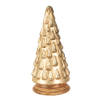 Clayre & Eef Kerstdecoratie Kerstboom Ø 15x32 cm Goudkleurig Glas Hout Goudkleurig