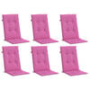 vidaXL Stoelkussens 6 st hoge rug stof roze