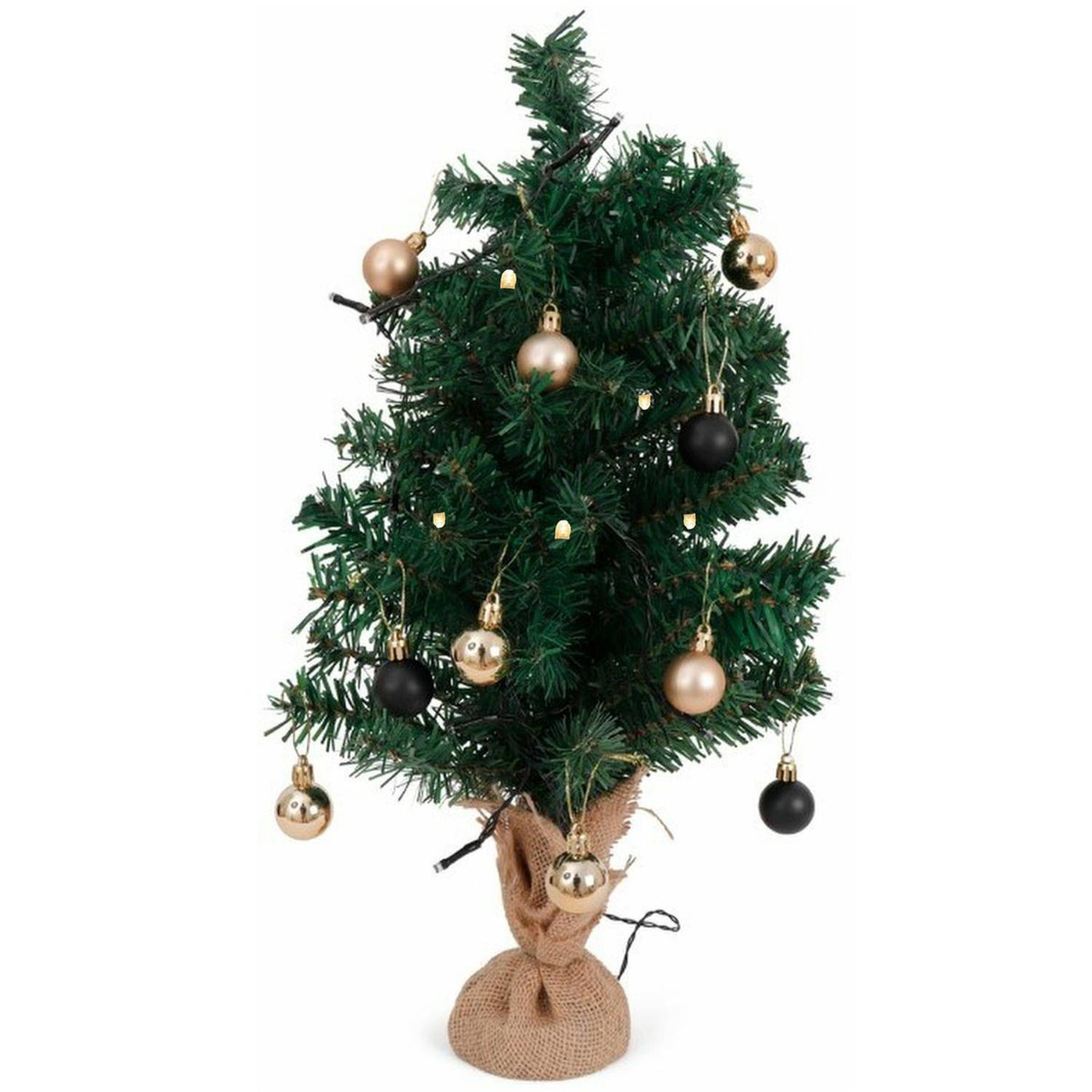 Kerstboom met verlichting en kerstballen 52 x 36 cm