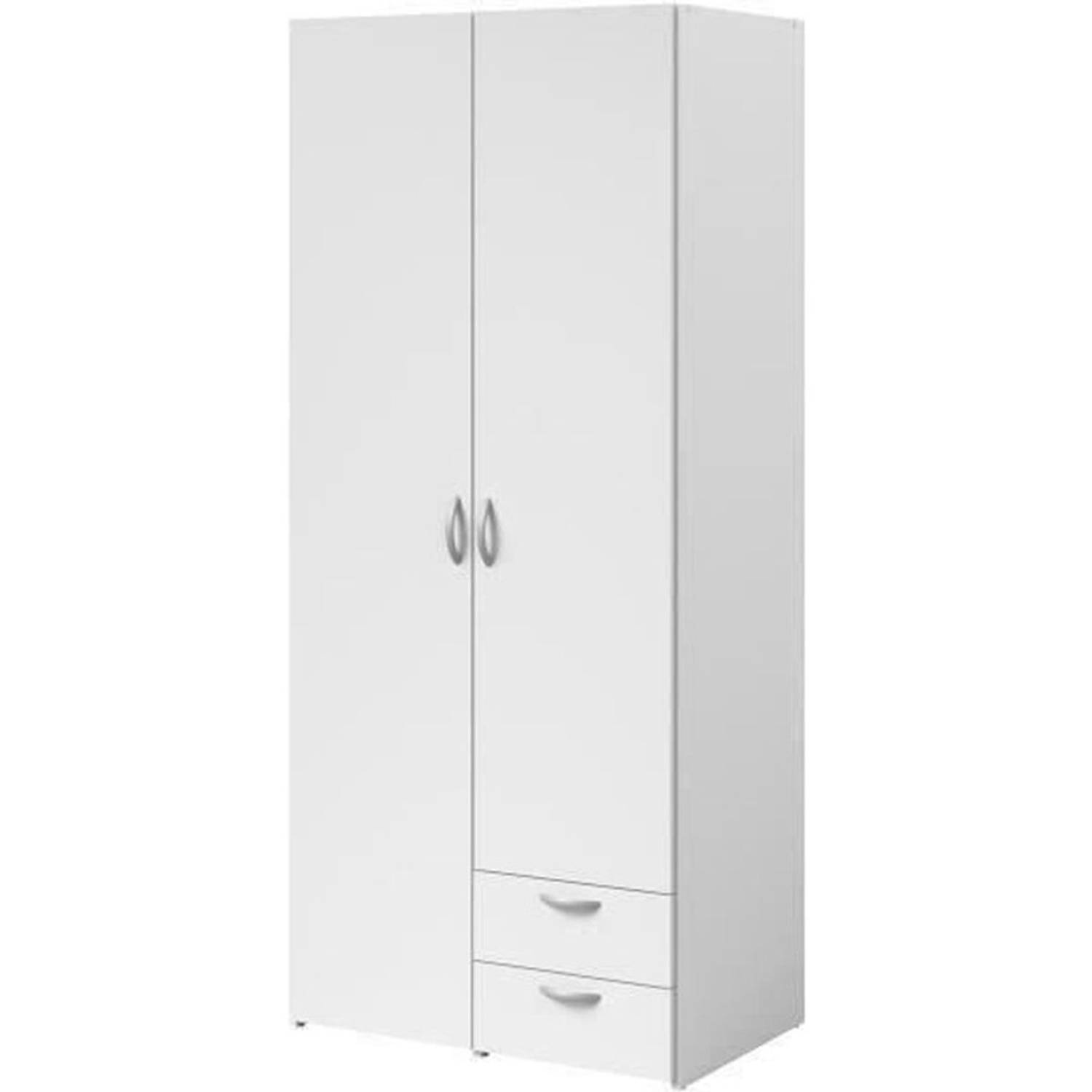 Varia garderobe - Wit decor - 2 scharnierende deuren + 2 laden - L 81 cm x H 185 x d 51 cm - Parisot