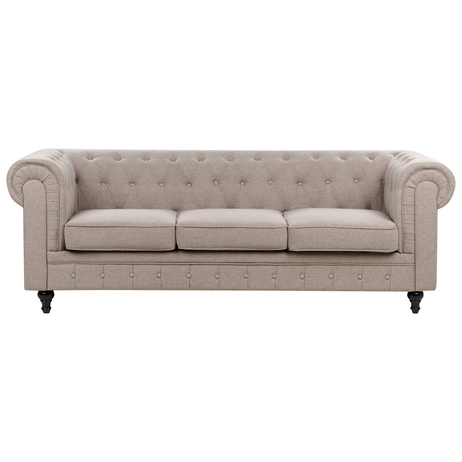 CHESTERFIELD - Chesterfield driezitsbank - Taupe - Polyester