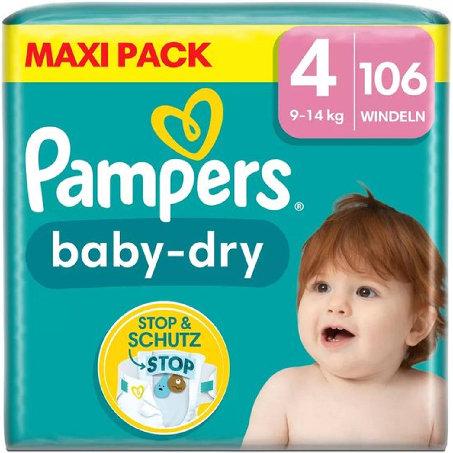 Pampers Baby Dry Luiers Maat 4 (9-14 kg) 106 Stuks