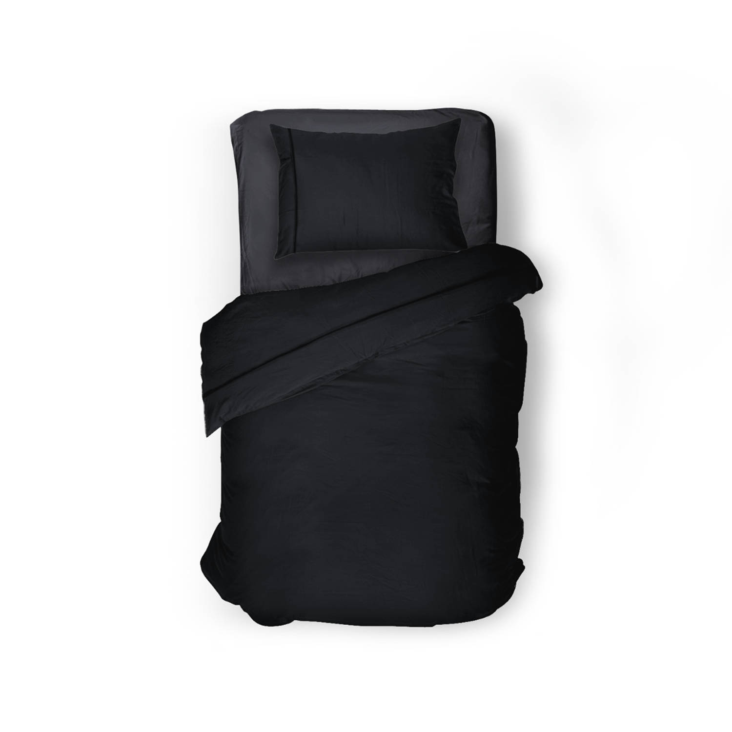 Eleganzzz Dekbedovertrek Uni Percal Katoen Met Bies - zwart 140x200/220cm