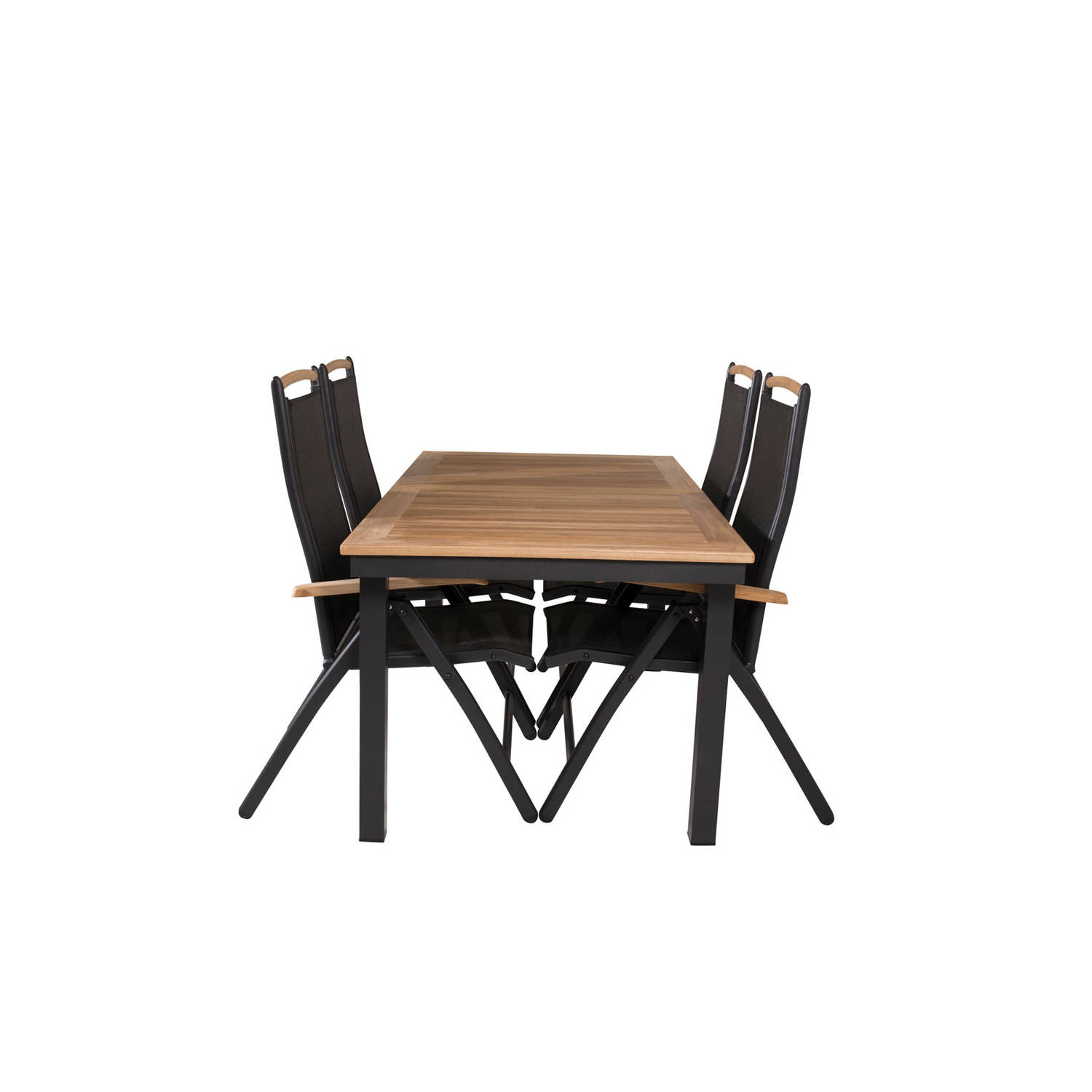Panama tuinmeubelset tafel 90x160/240cm en 4 stoel 5pos Panama zwart, naturel.