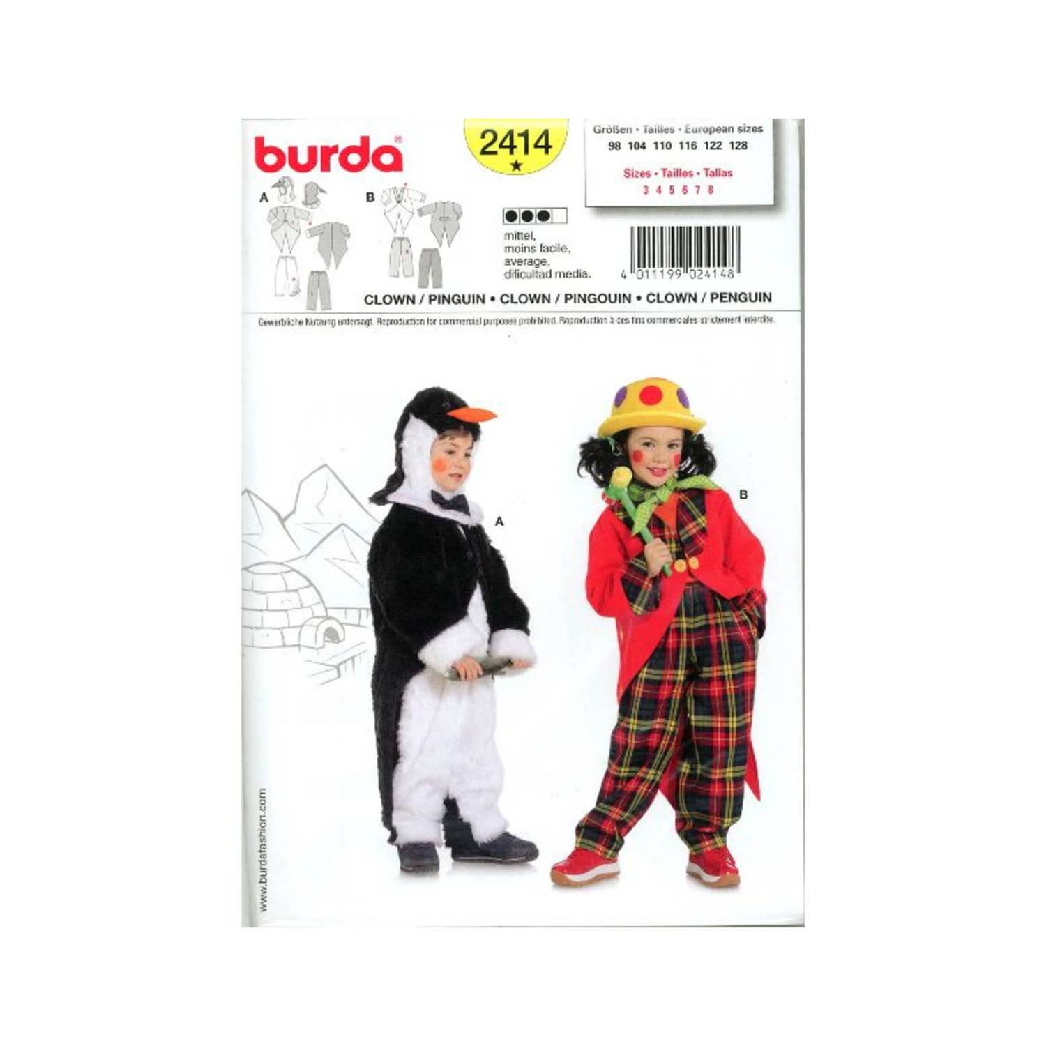 Burda Naaipatroon 2414 - Clown en pinguïn
