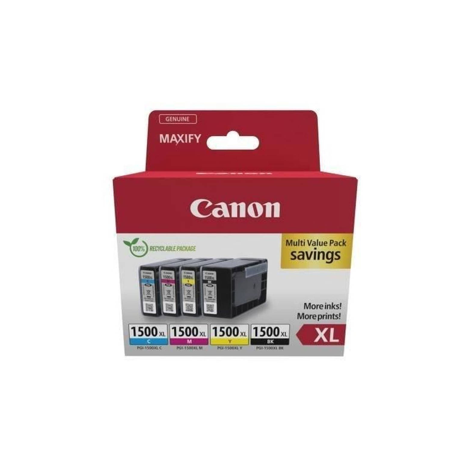 Canon Inktcartridge PGI-1500XL BK-C-M-Y Multipack Origineel Combipack Zwart, Cyaan, Magenta, Geel 91
