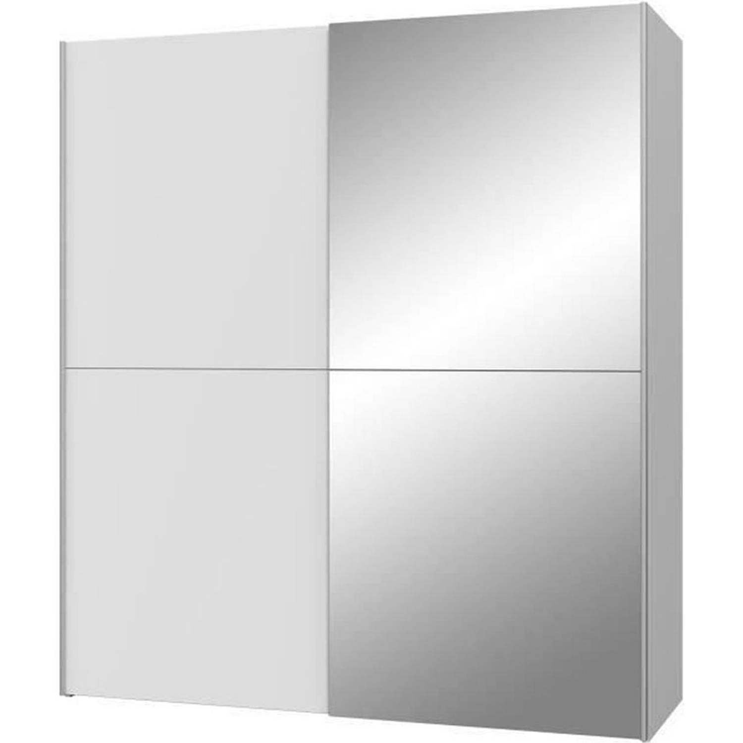 ULOS Kledingkast met 2 schuifdeuren + spiegel Mat wit L 170.3 x D 61.2 x H 190.5 cm