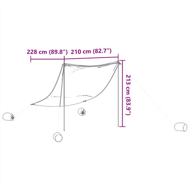 vidaXL Strandluifel met zandankers 214x236 cm blauw