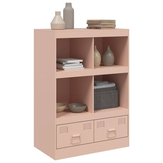 vidaXL Hoge kast 67x39x95 cm staal roze