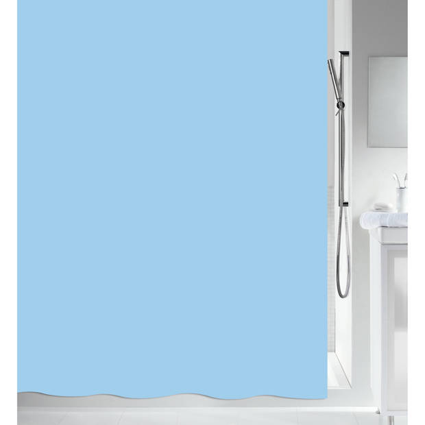 MSV Douchegordijn met ophangstang - uitschuifbaar 75-125 cm - lichtblauw - 180 x 200 cm - polyester - Douchegordijnen
