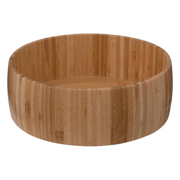 5Five Fruitschaal/fruitmand Bali - bamboe hout - D29 x H10 cm - bruin - rond - Fruitschalen