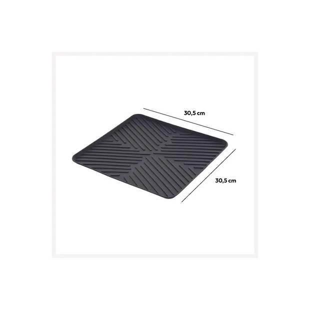 5Five Afwas afdruipmat keuken - anti-slip- rubber - grijs stip- 30 x 30 cm - Afdruiprekken