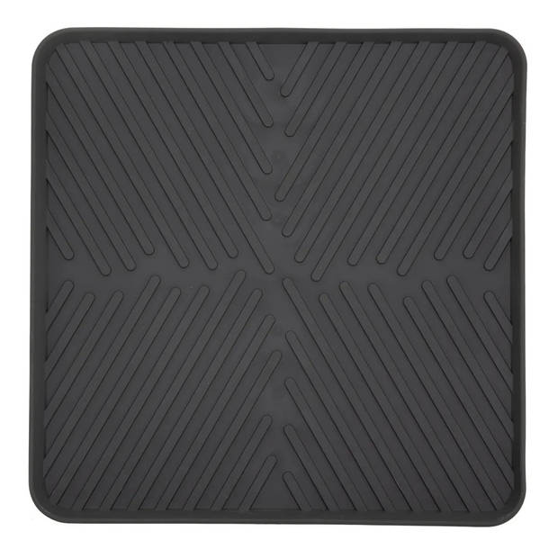 5Five Afwas afdruipmat keuken - anti-slip- rubber - grijs stip- 30 x 30 cm - Afdruiprekken