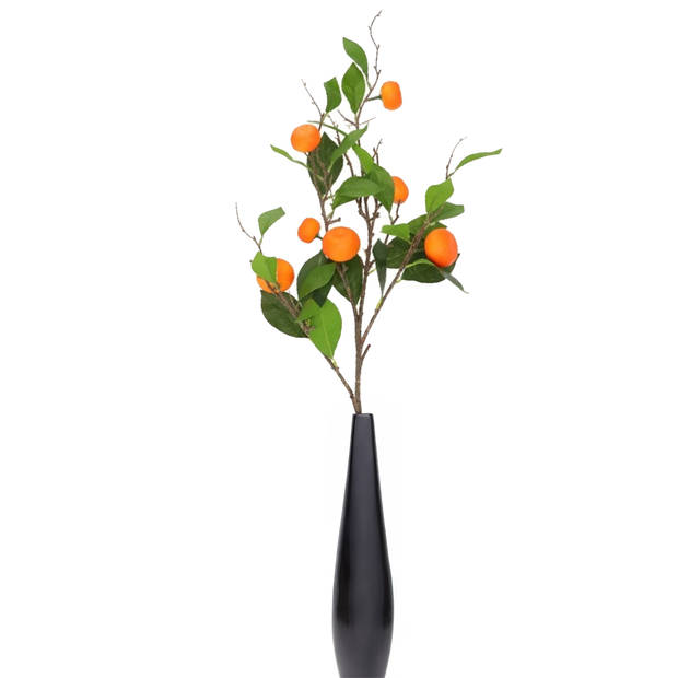 DK Design Kunstbloem citrusfruit tak mandarijn/clementine - 2x - 90 cm - oranje - kunst zijdebloemen - Kunstbloemen