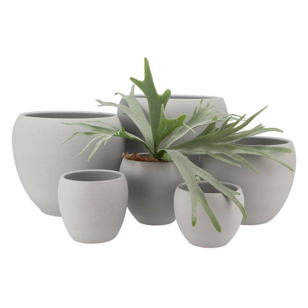 DK Design bloempot/plantenpot - Vinci - lichtgrijs mat - voor kamerplant - D13 x H14 cm - Plantenpotten