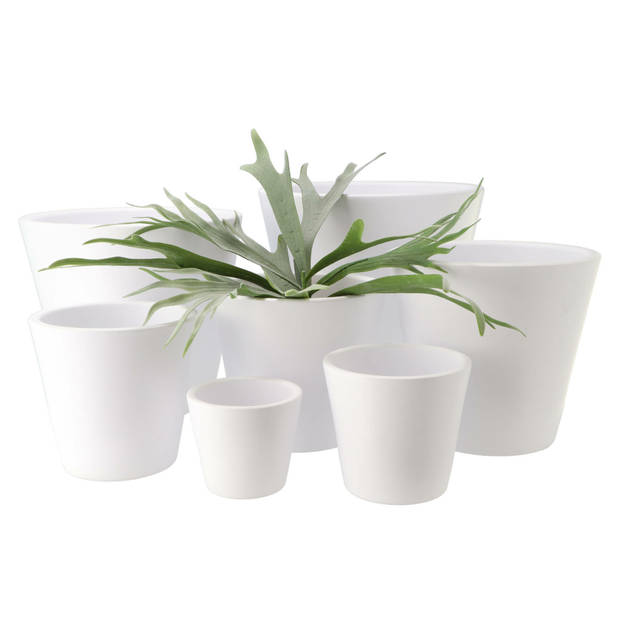 DK Design Bloempot/plantenpot - Vinci - wit mat - voor kamerplant - D26 x H29 cm - Plantenpotten