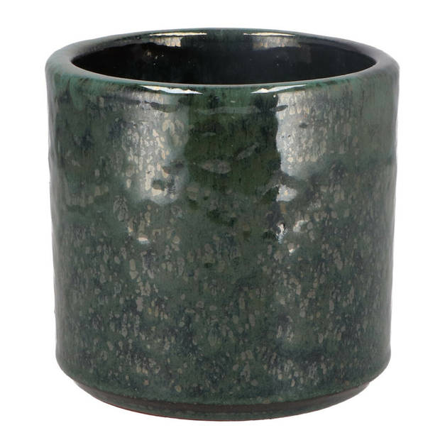 DK Design Bloempot model Green Glaze - 2x - groen - D12 x H13 cm - glanzend - Plantenpotten