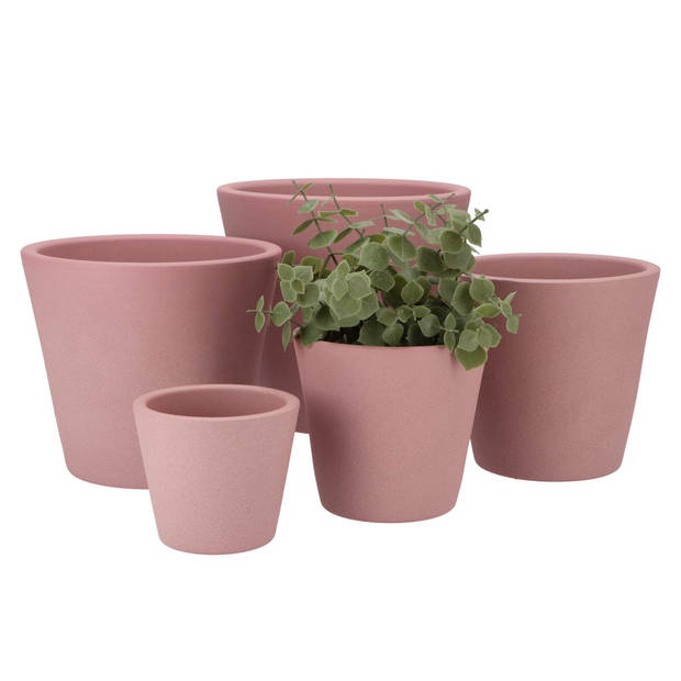 DK Design bloempot/plantenpot - 2x - Vinci - lichtroze mat - voor kamerplant - D16 x H18 cm - Plantenpotten