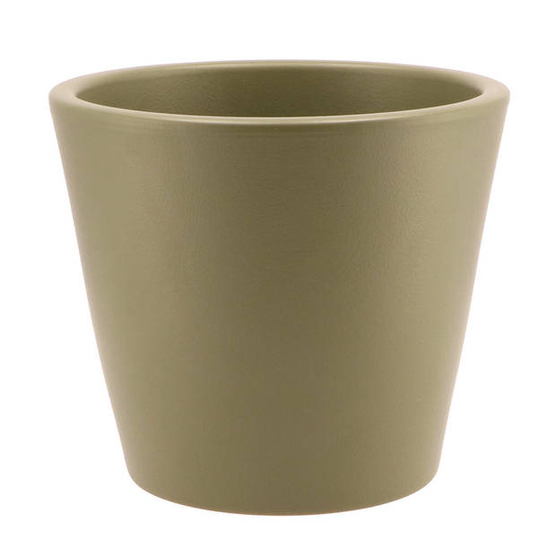 DK Design bloempot/plantenpot - 2x - Vinci - olijfgroen mat - voor kamerplant - D19 x H21 cm - Plantenpotten