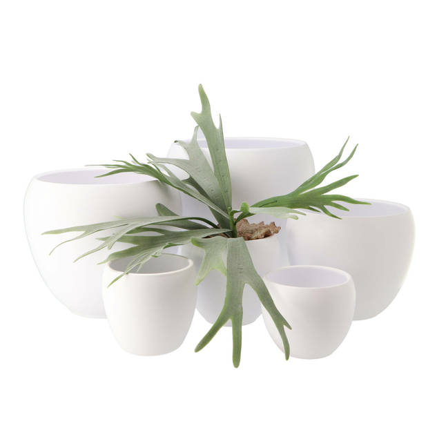 DK Design bloempot/plantenpot - 2x - Vinci - wit mat - voor kamerplant - D15 x H17 cm - Plantenpotten