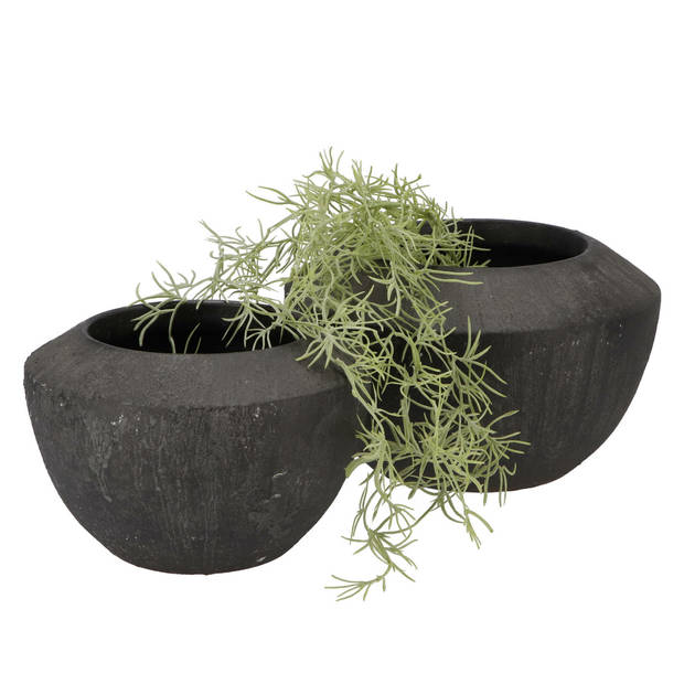 DK Design Bloempot model Maya - verweerd zwart - D20 x H13 cm - rustiek - Plantenpotten