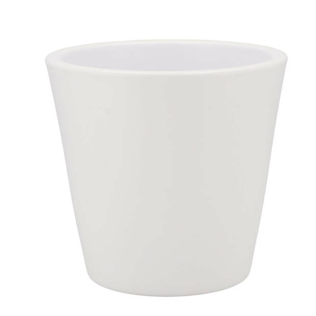 DK Design bloempot/plantenpot - 2x - Vinci - wit mat - voor kamerplant - D13 x H15 cm - Plantenpotten