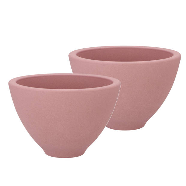 DK Design bloempot/plantenpot - 2x - Vinci - lichtroze mat - voor kamerplant - D15 x H23 cm - Plantenpotten